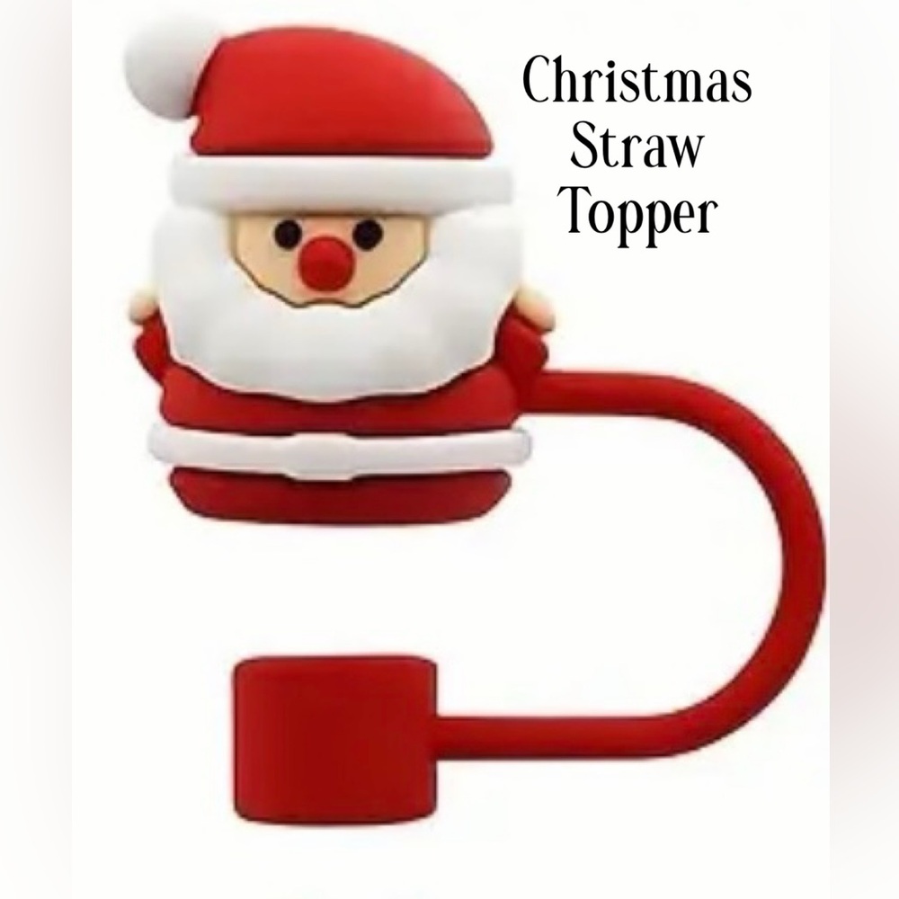 Santa Claus Straw Topper/Cover, NEW, Red & White, Fits 10mm Straw